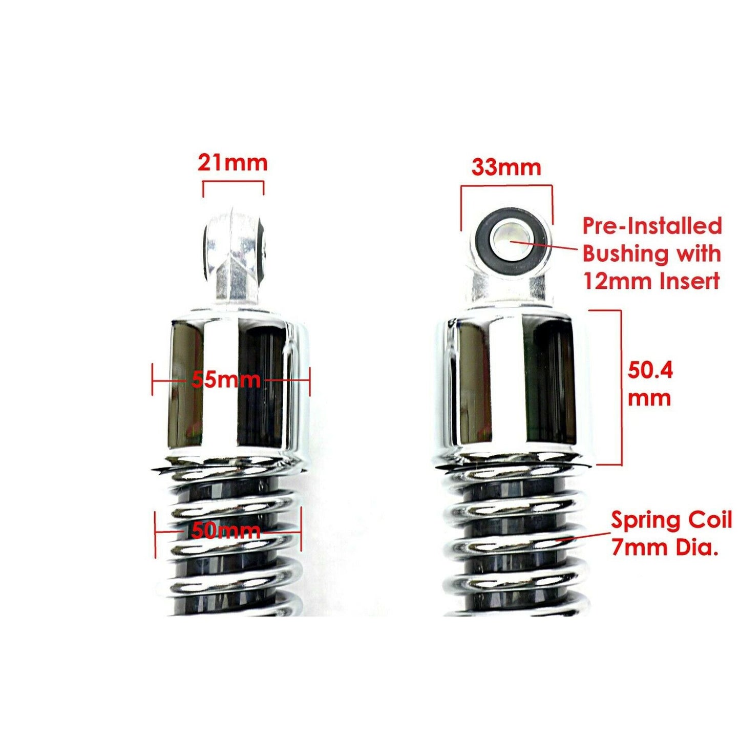 2FastMoto Pair of Adjustable Chrome Shocks Eye - Clevis with Shroud 12.6" 320mm [MPN: 06-3594CC]_631072