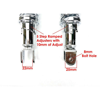 2FastMoto Pair of Adjustable Chrome Shocks Eye - Clevis with Shroud 12.6" 320mm [MPN: 06-3594CC]_631062