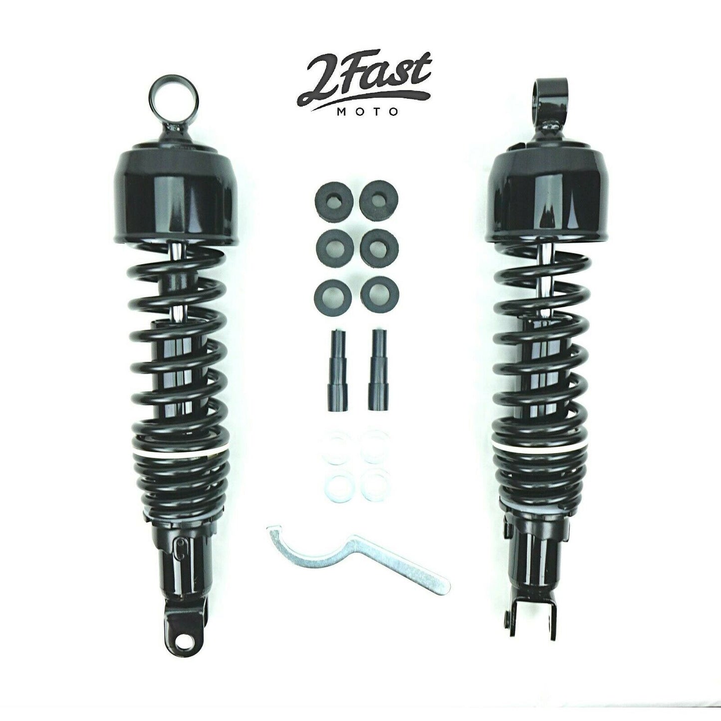 2FastMoto Black Shock Absorbers 335mm Eye to Clevis with Shroud for Honda Suzuki 06-3603B_636830