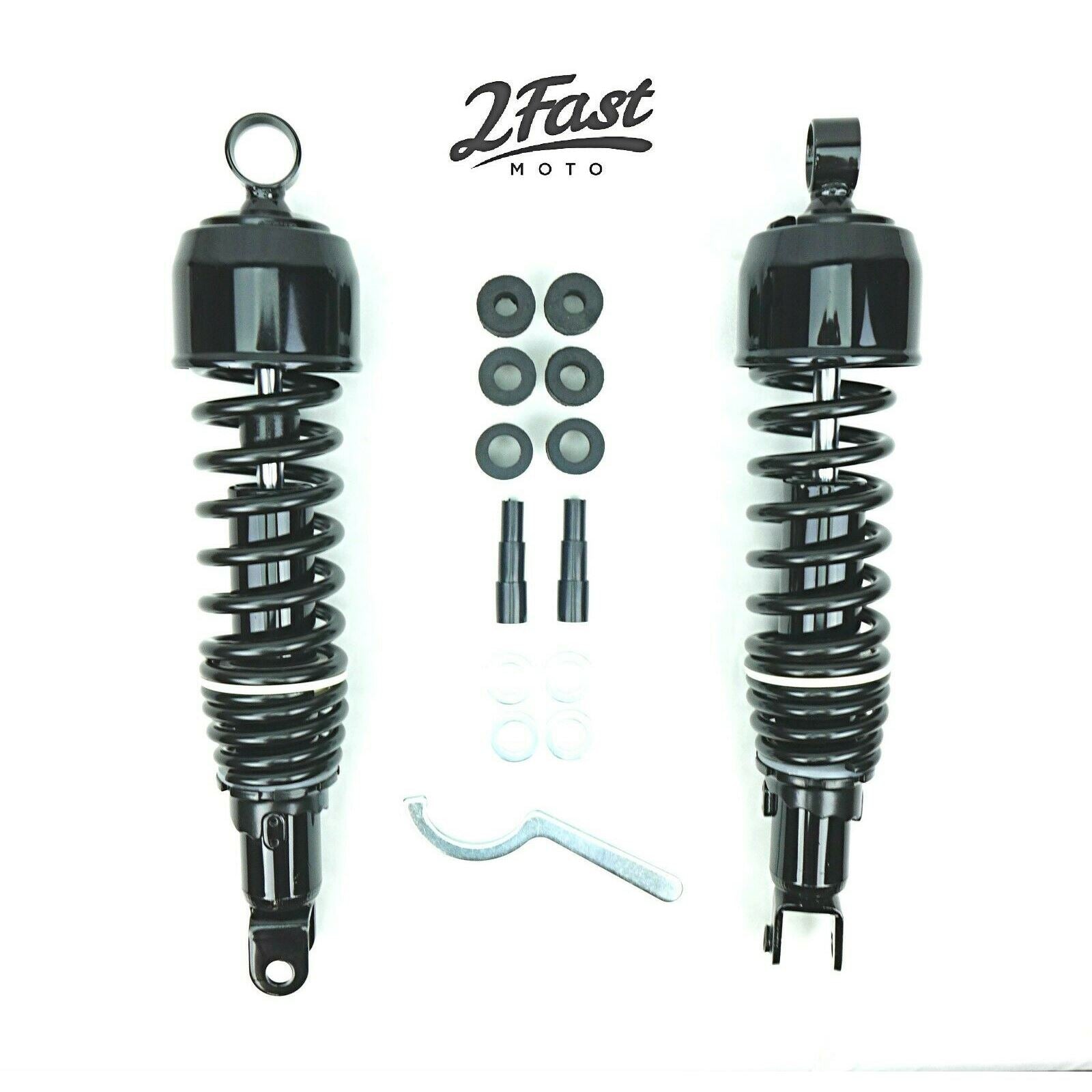 2FastMoto Black Shock Absorbers 335mm Eye to Clevis with Shroud for Honda Suzuki 06-3603B_636830