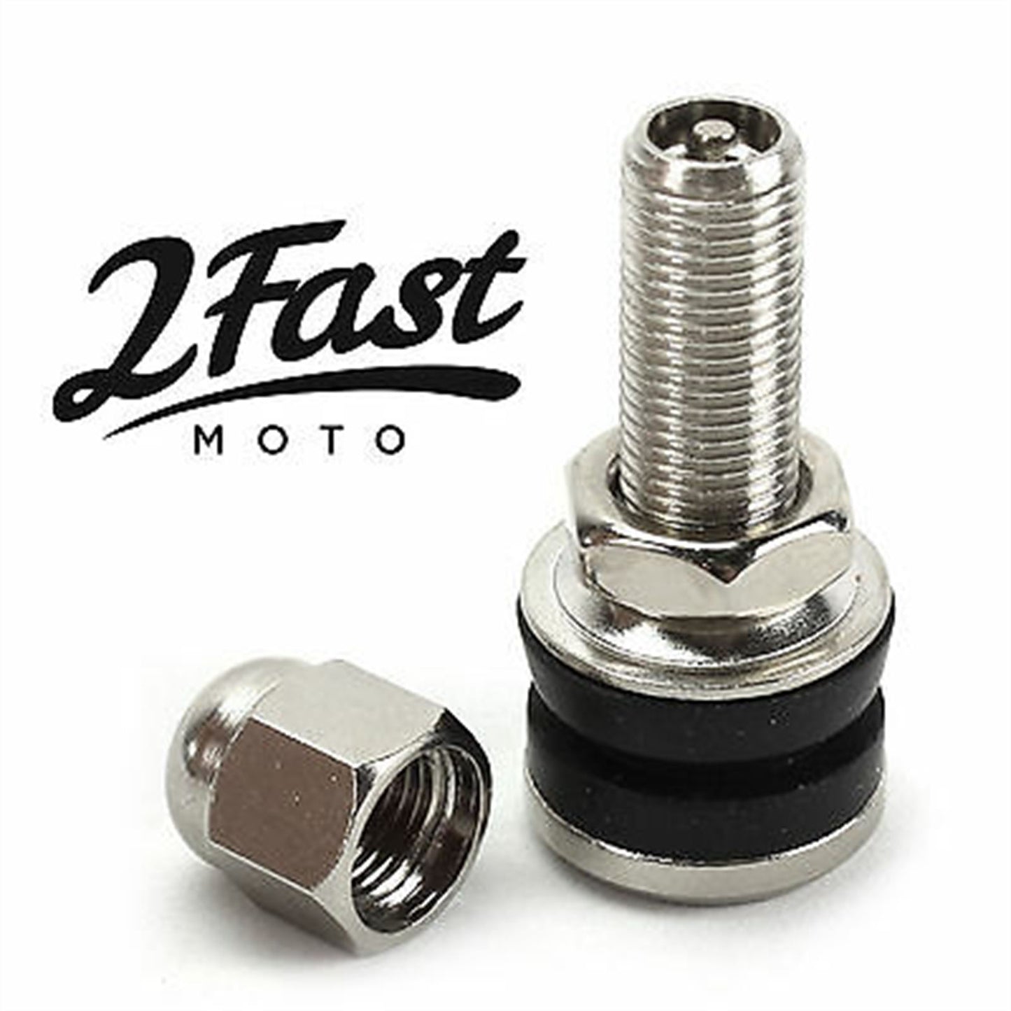 2FastMoto Chrome Tubeless Straight Valve Stem  Motorcycle Custom Street Sport Bike 151402_634191