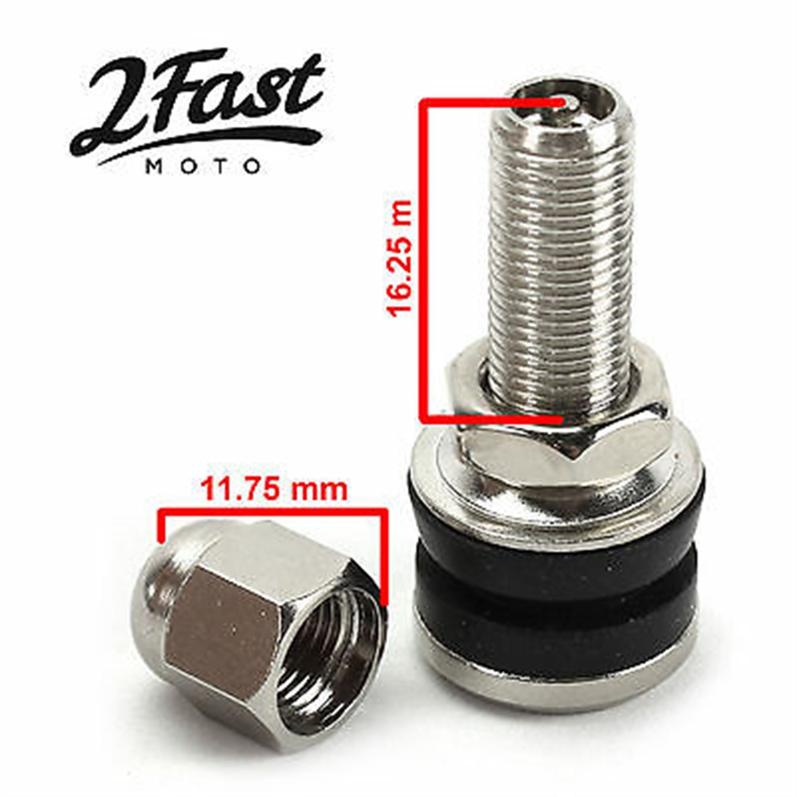 2FastMoto Chrome Tubeless Straight Valve Stem  Motorcycle Custom Street Sport Bike 151402_634187
