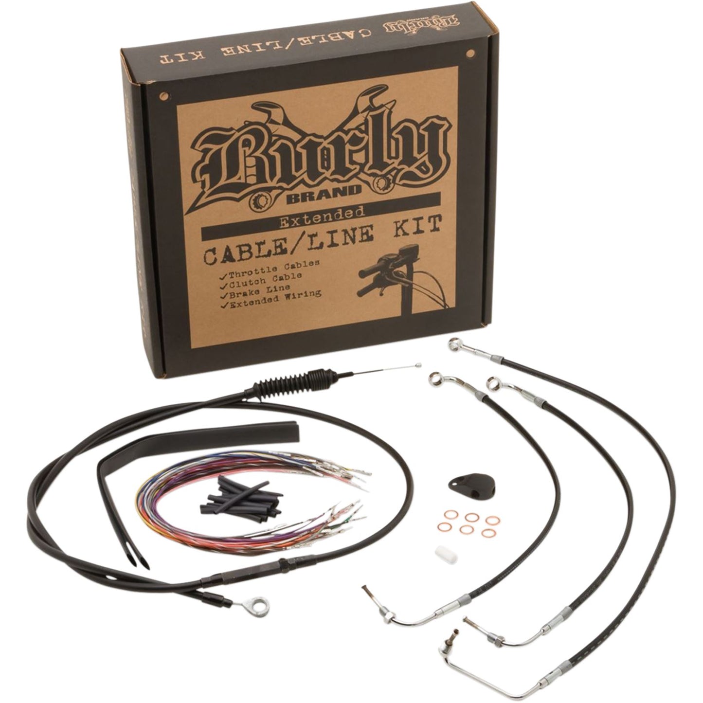 Burly Brand Complete Black Vinyl Handlebar Cable/Brake Line Kit For 15" B30-1235_357470