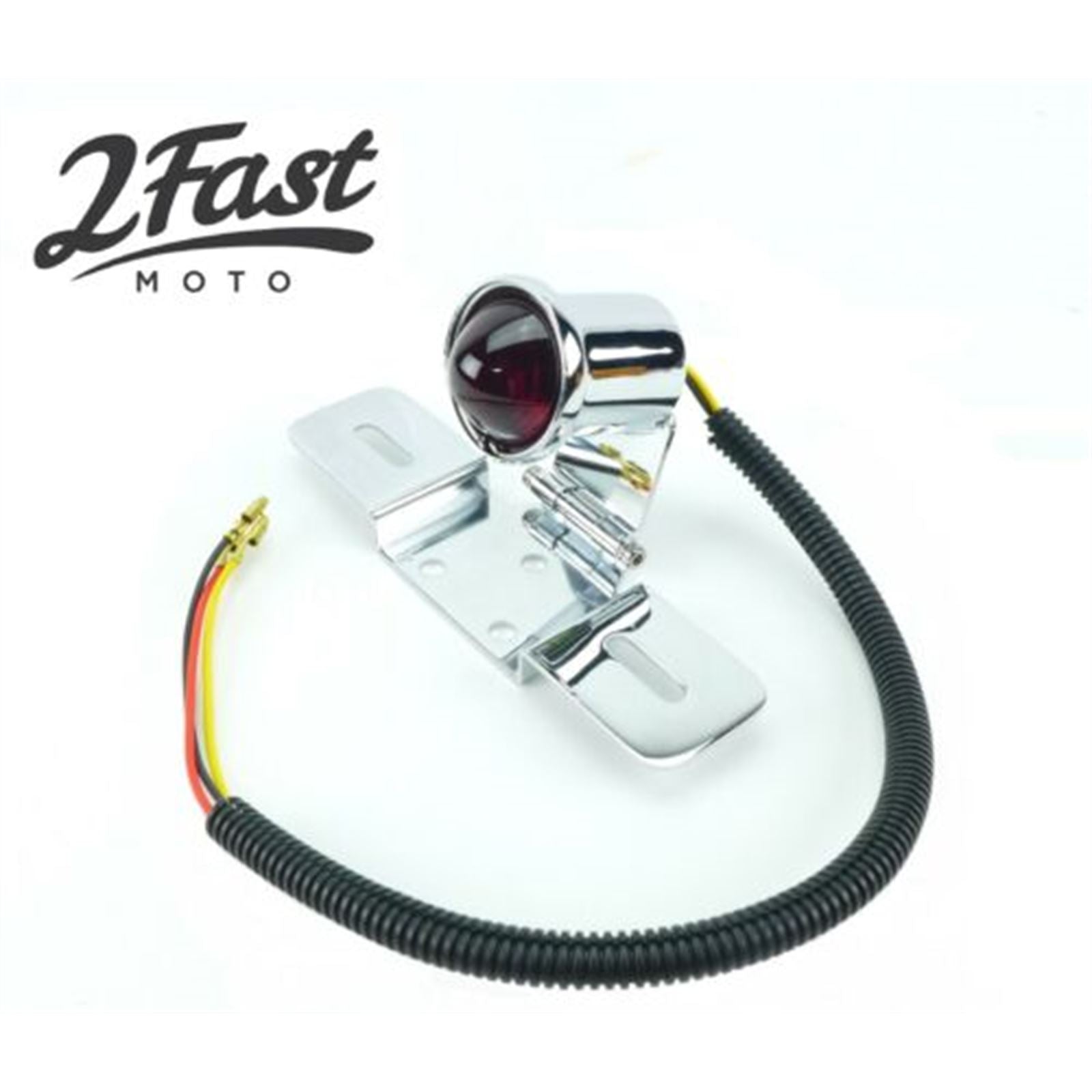 2FastMoto Vintage Style Round Chrome 12 Volt Taillight and Bracket For Motorcycle 62-21517_630682