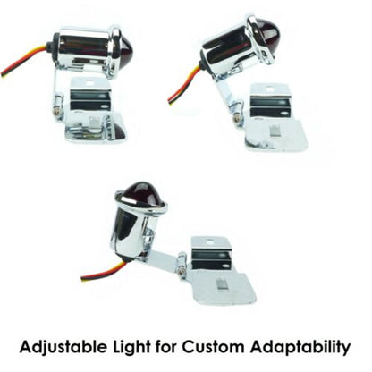 2FastMoto Vintage Style Round Chrome 12 Volt Taillight and Bracket For Motorcycle 62-21517_630679