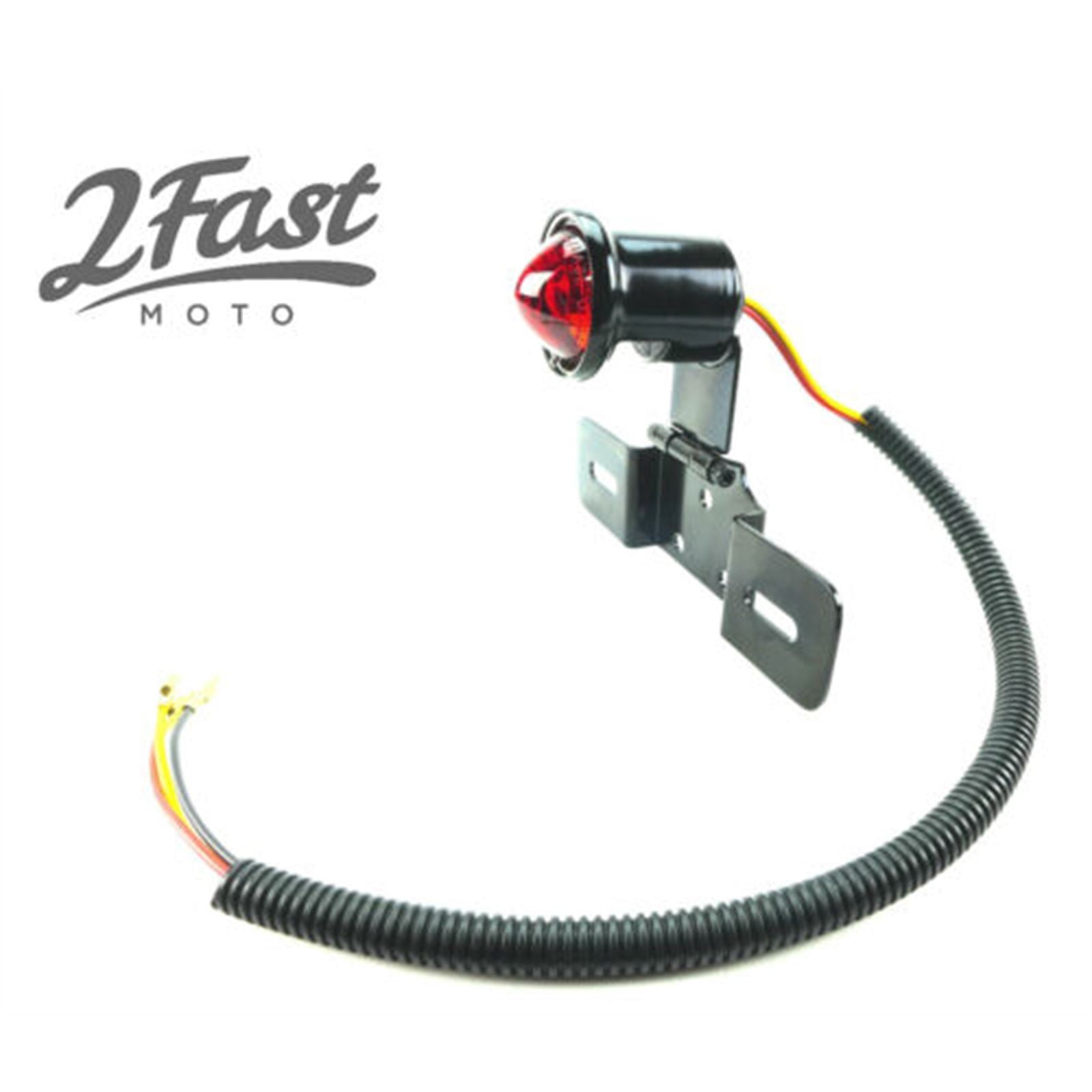 2FastMoto Vintage Style Round Black 12 Volt Taillight and Bracket For Motorcycles 62-21518_629696