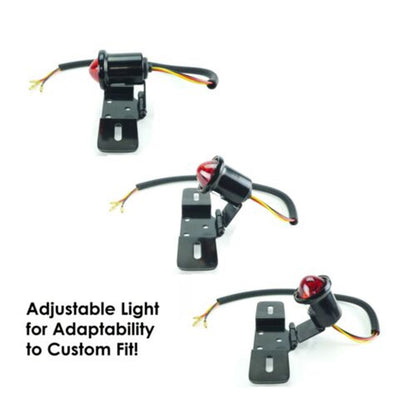 2FastMoto Vintage Style Round Black 12 Volt Taillight and Bracket For Motorcycles 62-21518_629694