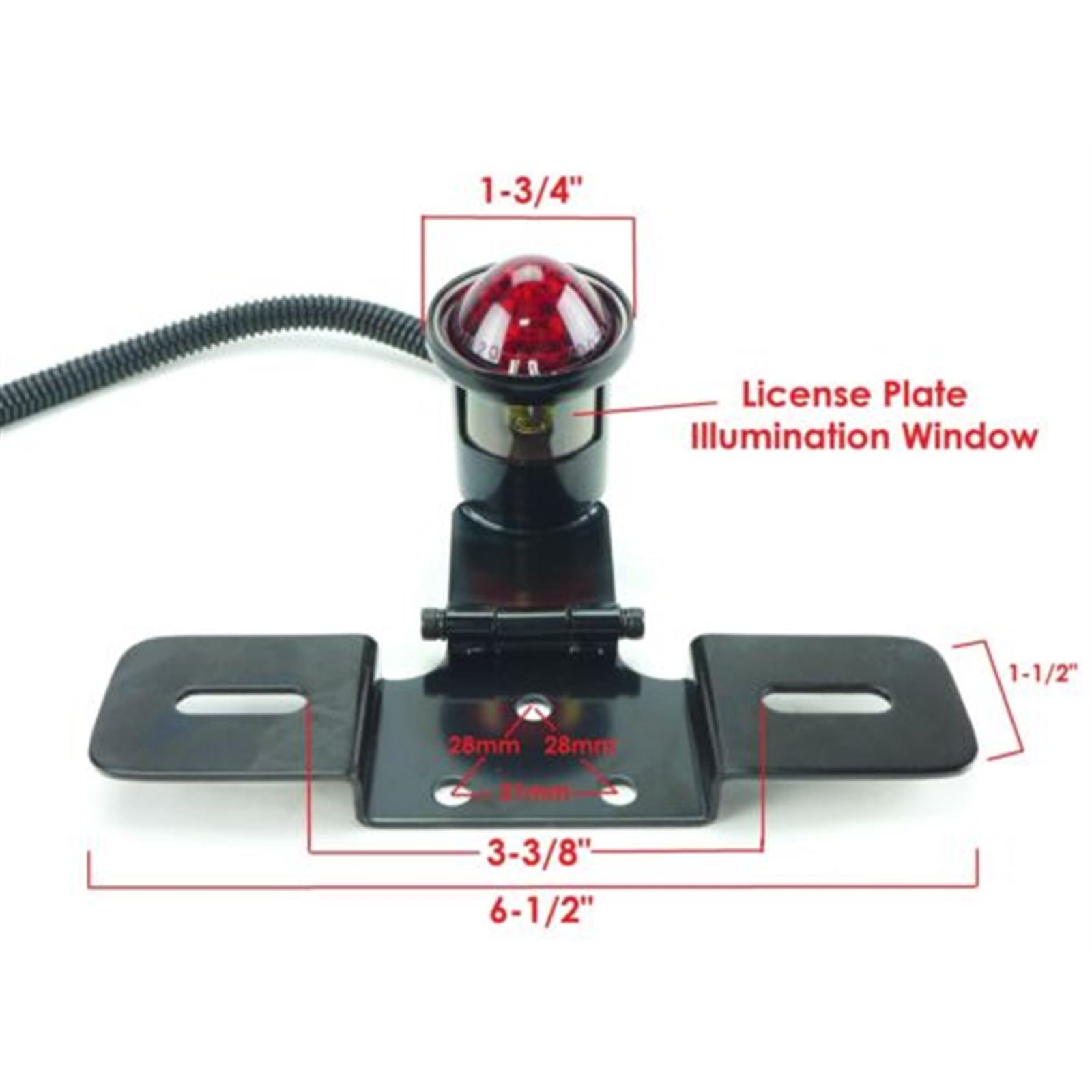 2FastMoto Vintage Style Round Black 12 Volt Taillight and Bracket For Motorcycles 62-21518_629693