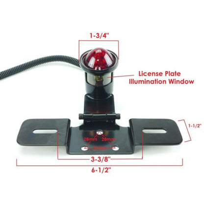 2FastMoto Vintage Style Round Black 12 Volt Taillight and Bracket For Motorcycles 62-21518_629693