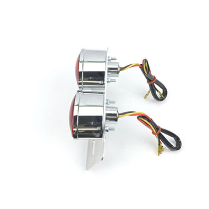 2FastMoto Chrome Dual Cateye Taillight 12 Volt & License Bracket  62-21602_630674