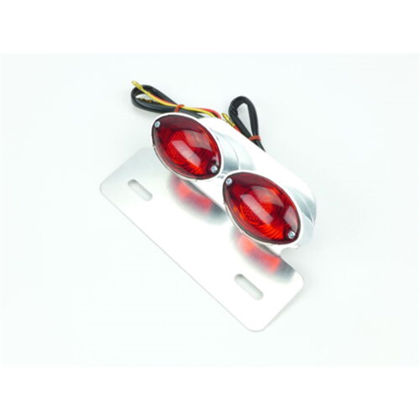 2FastMoto Chrome Dual Cateye Taillight 12 Volt & License Bracket  62-21602_645390