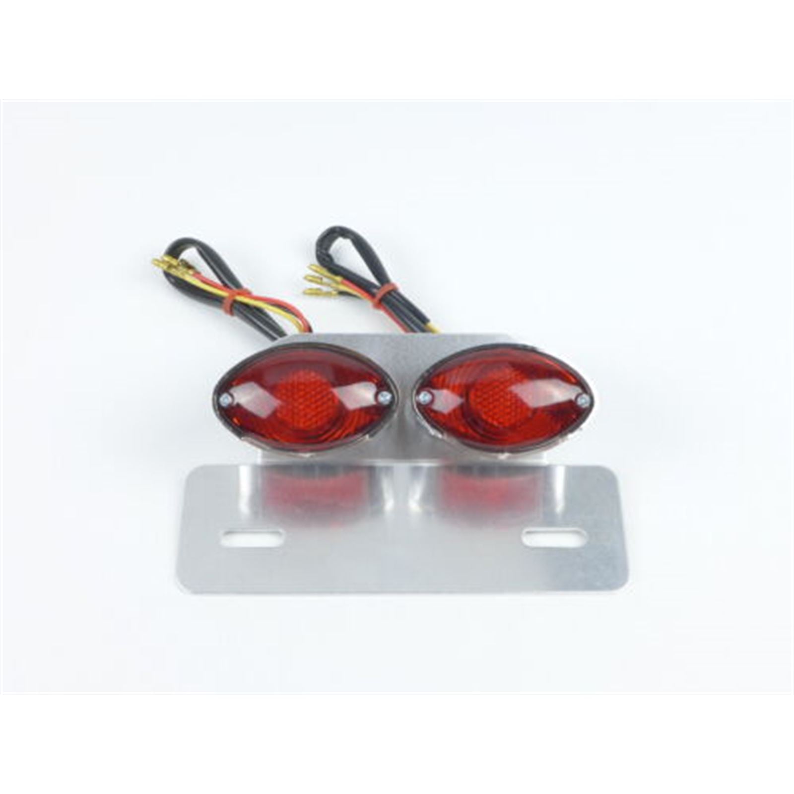 2FastMoto Chrome Dual Cateye Taillight 12 Volt & License Bracket  62-21602_645391