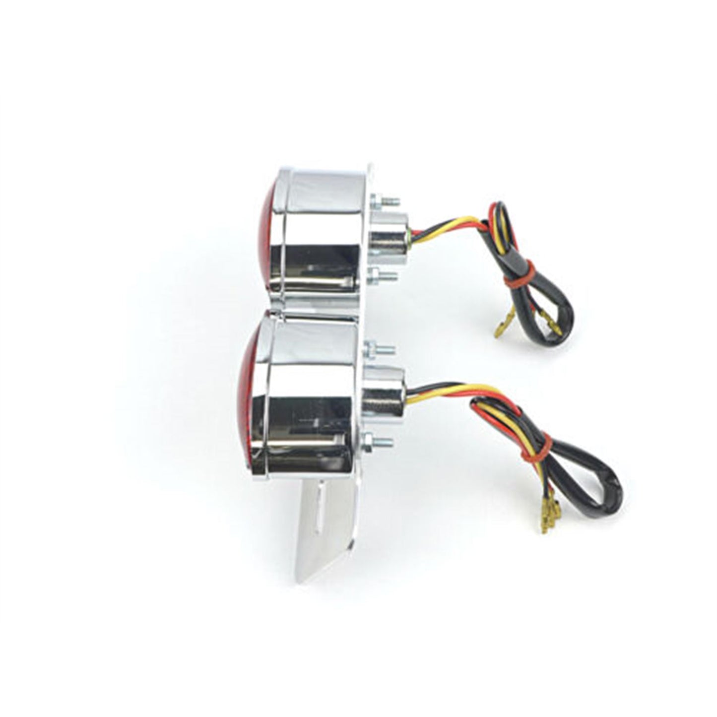 2FastMoto Chrome Dual Cateye Taillight 12 Volt & License Bracket  62-21602_645392