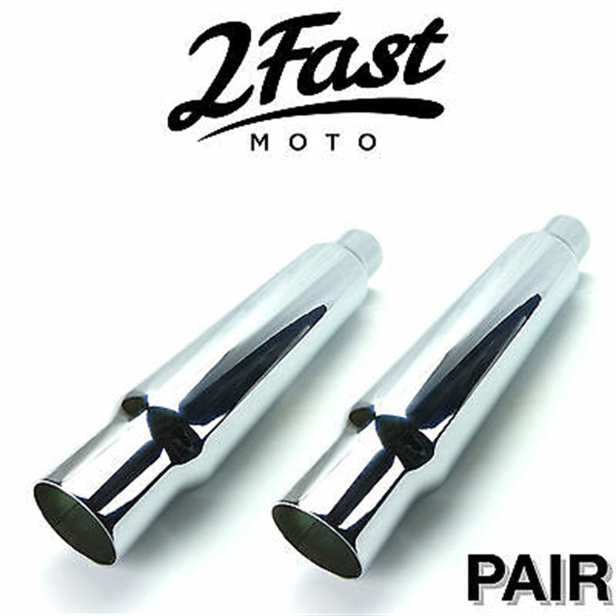 2FastMoto 12" Chrome Shorty Muffler Slip-On Exhaust Cafe Racer for Honda - Pair [MPN: 80-03310]_661441