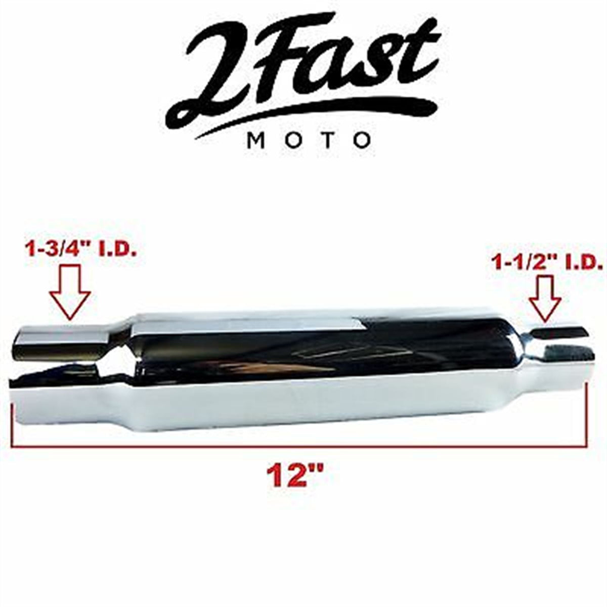 2FastMoto 12" Chrome Shorty Muffler Slip-On Exhaust Cafe Racer for Honda - Pair [MPN: 80-03310]_661440