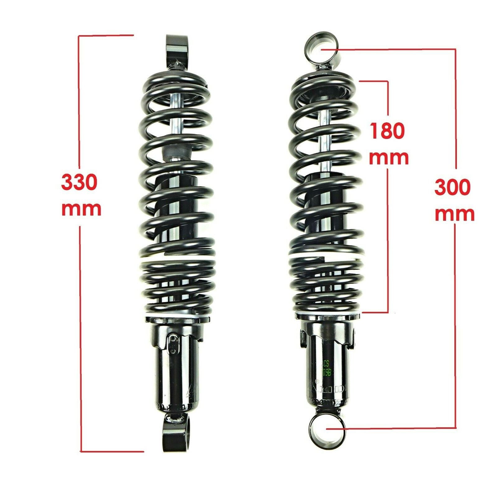 2FastMoto Shock Absorbers - 300mm Black Body Double Spring Eye-to-Eye No Shroud 06-36086B_630725