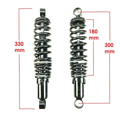 2FastMoto Shock Absorbers - 300mm Black Body Double Spring Eye-to-Eye No Shroud 06-36086B_630725