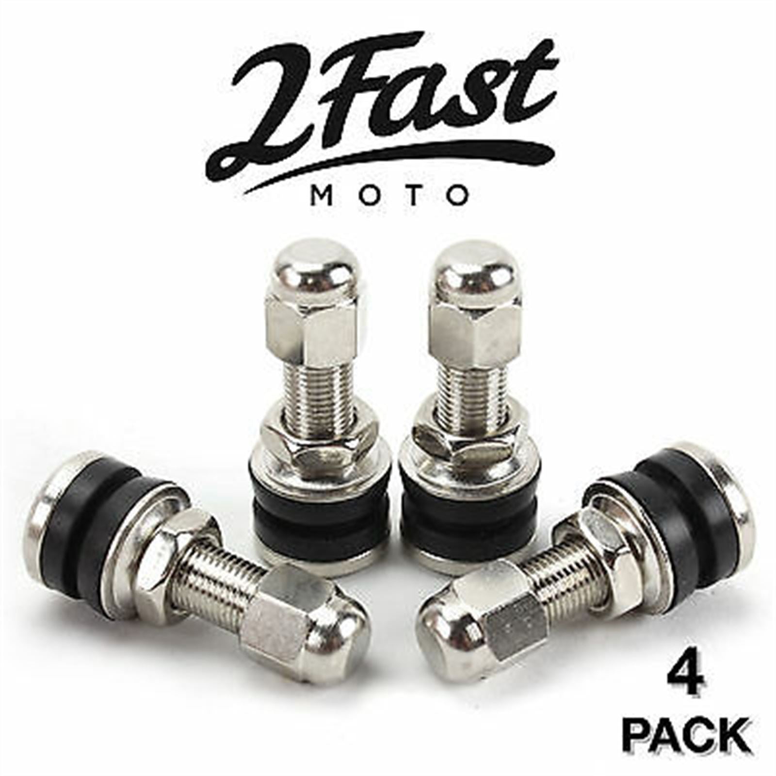 2FastMoto Replacement Chrome Tubeless Straight Valve Stem Metal 4/Pack 151402x4_636754