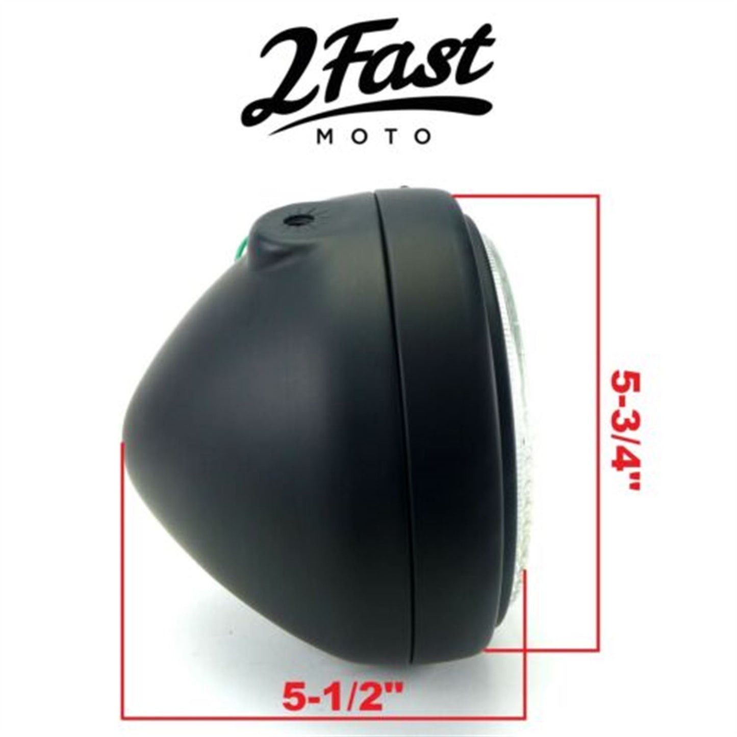 2FastMoto 5 3/4" Matte Black Side Mount Headlight with Dog Ear Fork Bracket 41-10095_669910