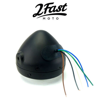 2FastMoto 5 3/4" Matte Black Side Mount Headlight with Dog Ear Fork Bracket 41-10095_669911