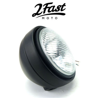 2FastMoto 5 3/4" Matte Black Side Mount Headlight with Dog Ear Fork Bracket 41-10095_669897