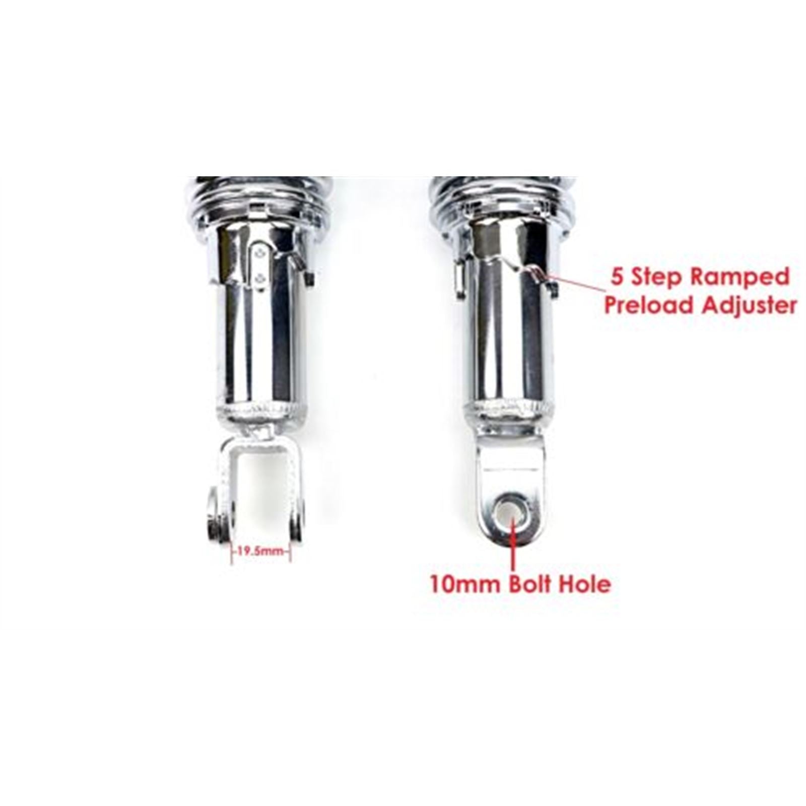 2FastMoto Chrome Shock Absorbers for Honda Eye to Clevis 321mm Single Spring [MPN: 06-70550]_662423
