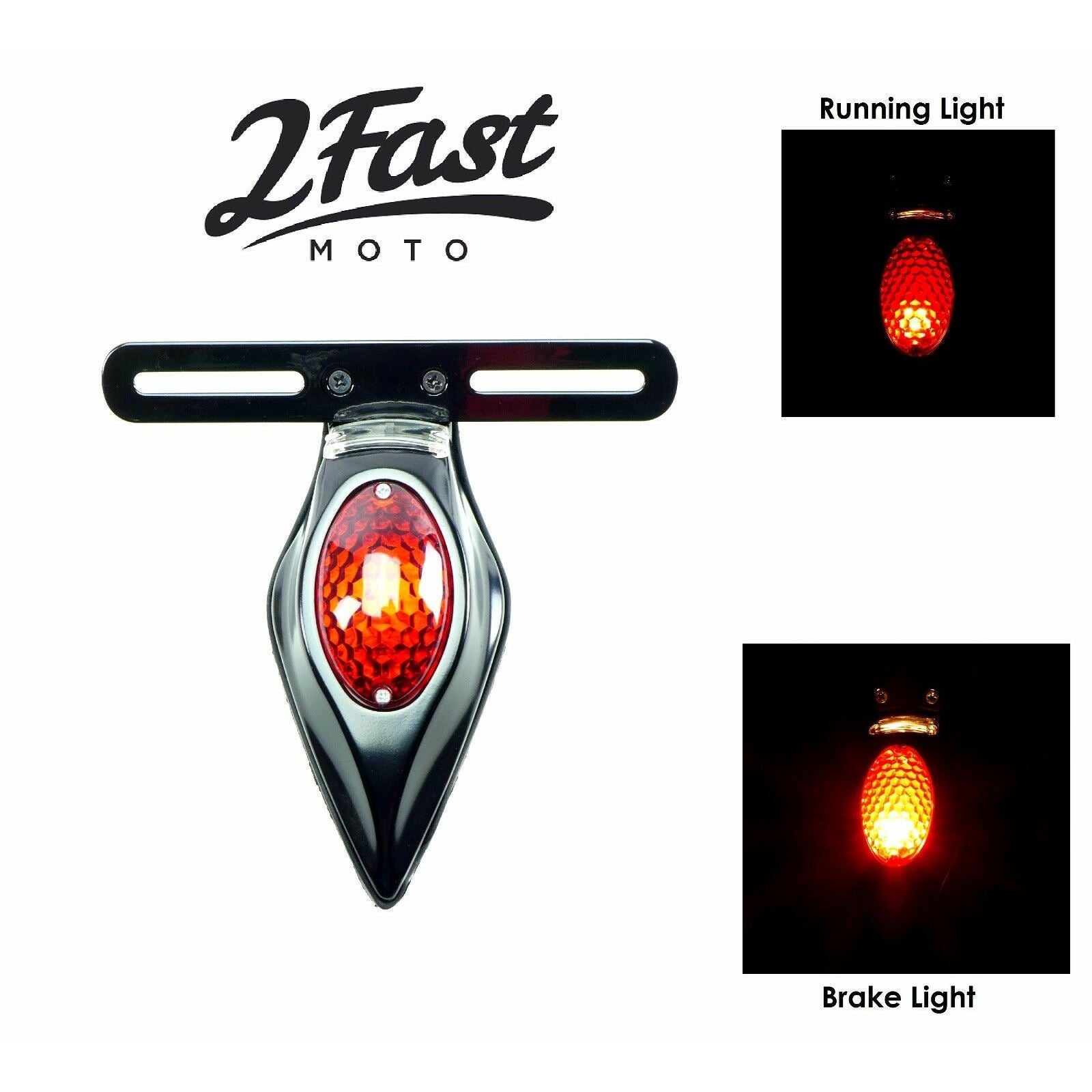 2FastMoto Motorcycle Custom - 12 Volt - Black Teardrop Tail/Brake Light 62-21671_662352