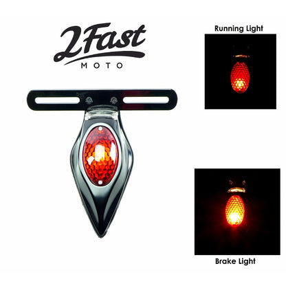 2FastMoto Motorcycle Custom - 12 Volt - Black Teardrop Tail/Brake Light 62-21671_662352