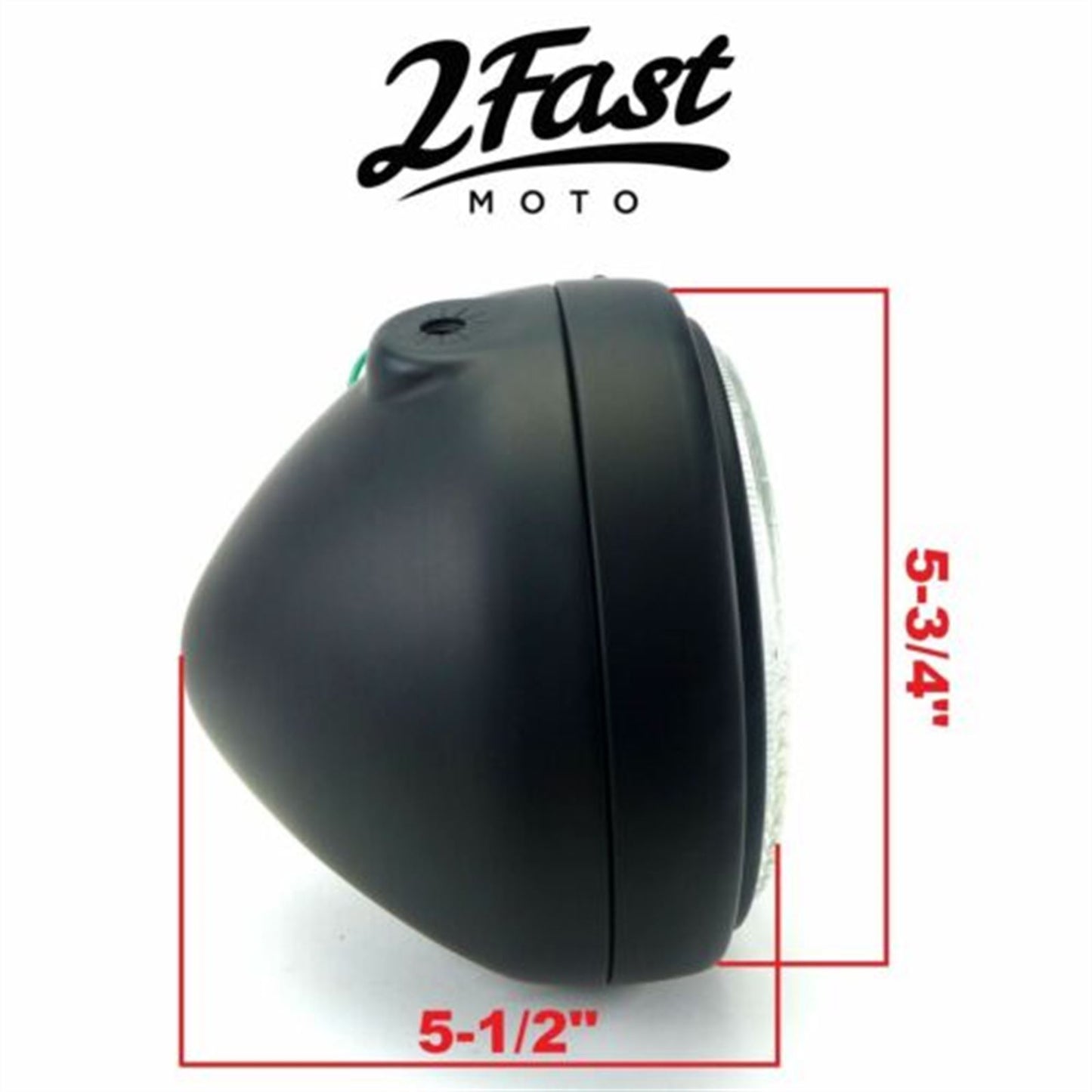 2FastMoto 5-3/4" 12V Side Mount Black Headlight and Chrome Trim Ring Set 41-10095_670949