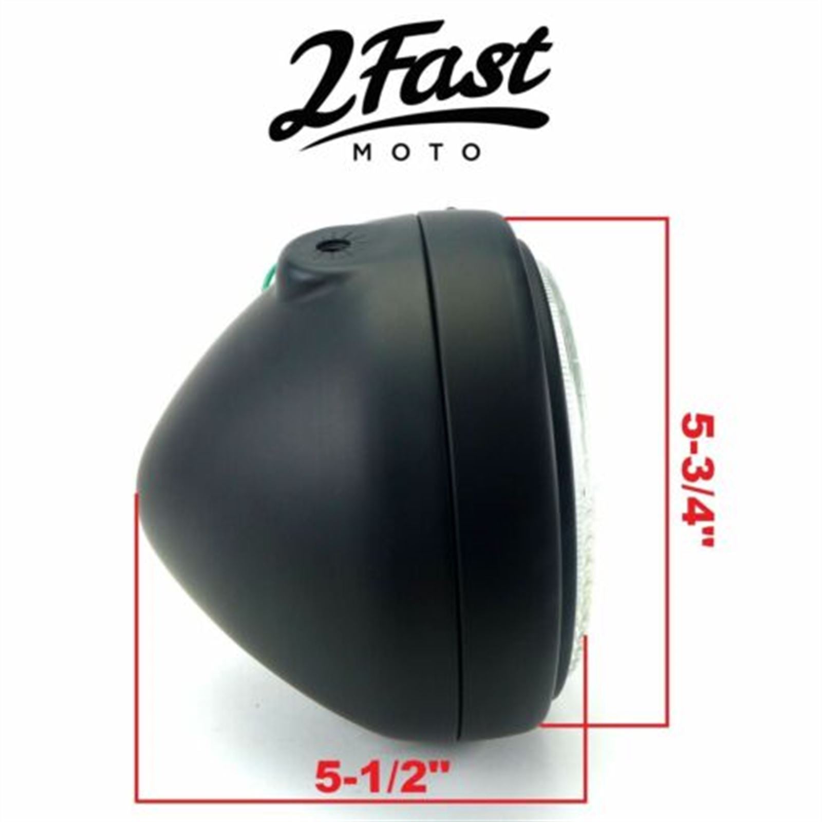 2FastMoto 5-3/4" 12V Side Mount Black Headlight and Chrome Trim Ring Set 41-10095_633887