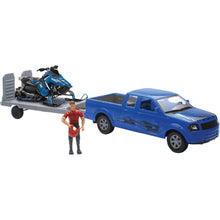 New-Ray Toys Replica 1:18 Truck/Trailer/Sled - Blue and Polaris PRO-X 800 - Blue SS-37406_138944