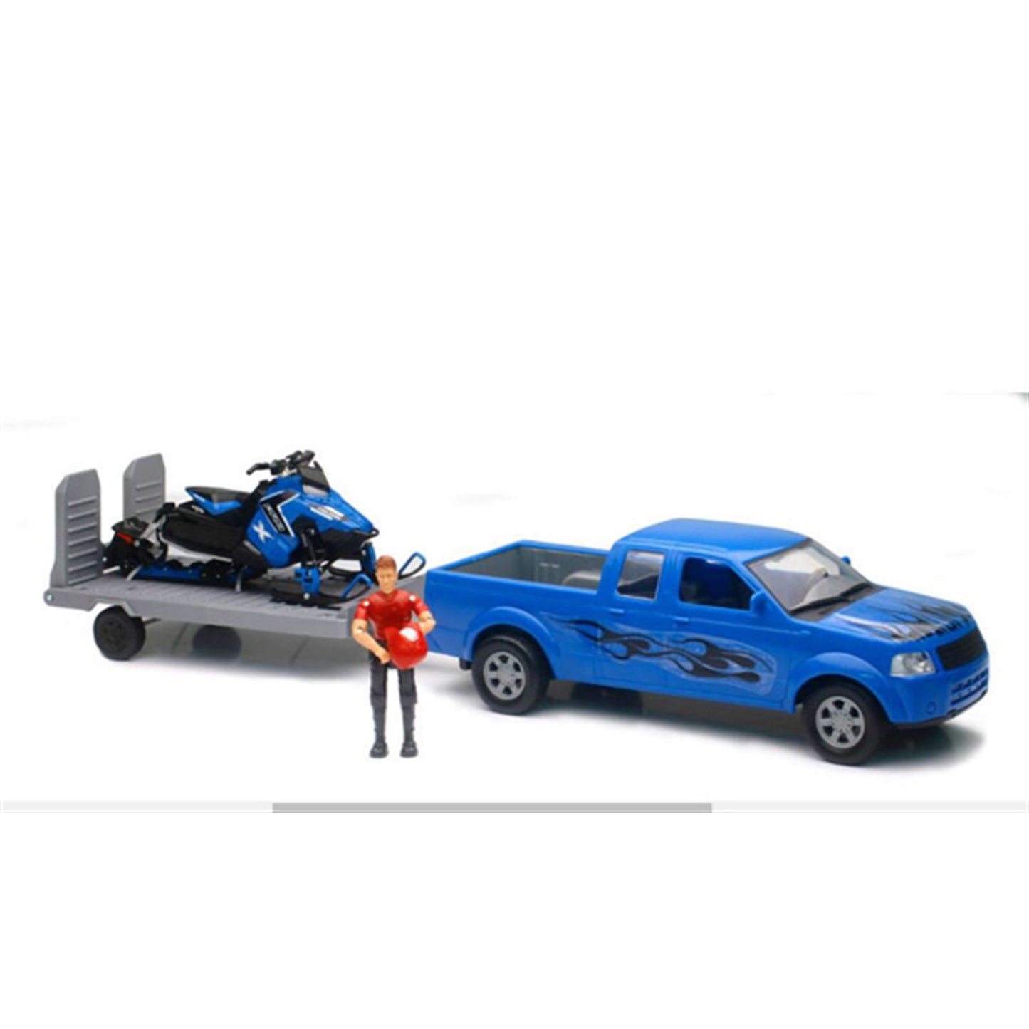 New-Ray Toys Replica 1:18 Truck/Trailer/Sled - Blue and Polaris PRO-X 800 - Blue SS-37406_564406