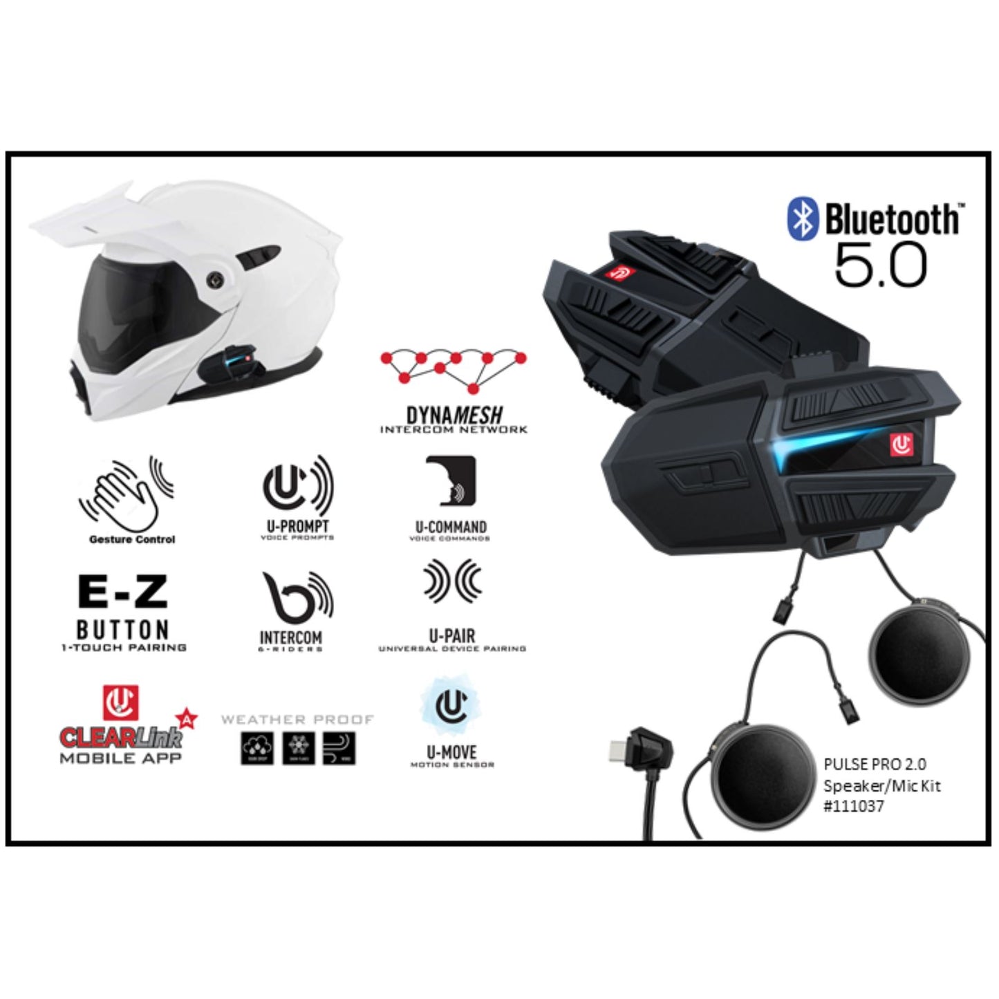 UCLEAR Motion 6 Bluetooth Helmet Audio System Dual Kit 180509_1389555