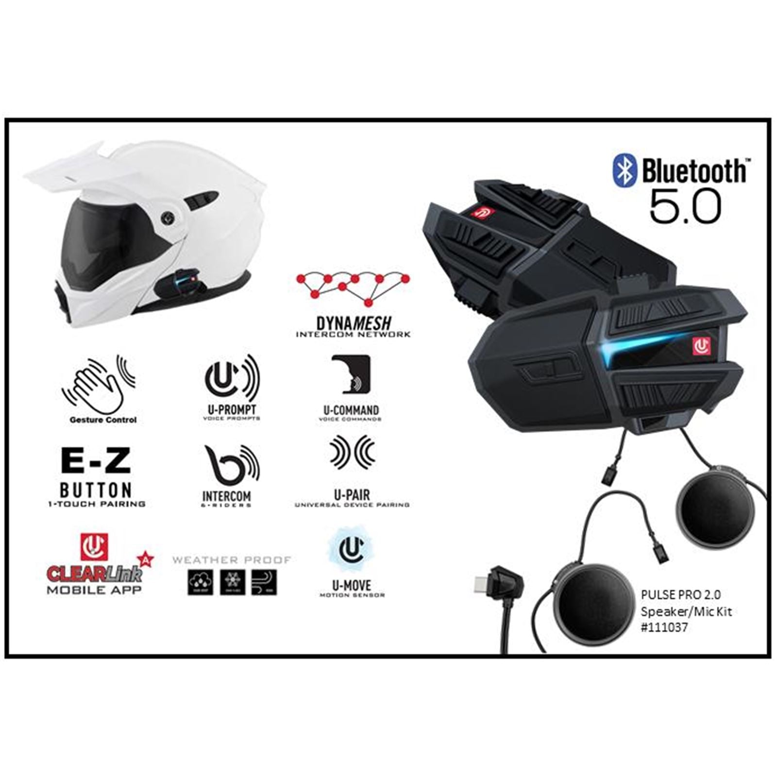 UCLEAR Motion 6 Bluetooth Helmet Audio System Dual Kit 180509_1443413