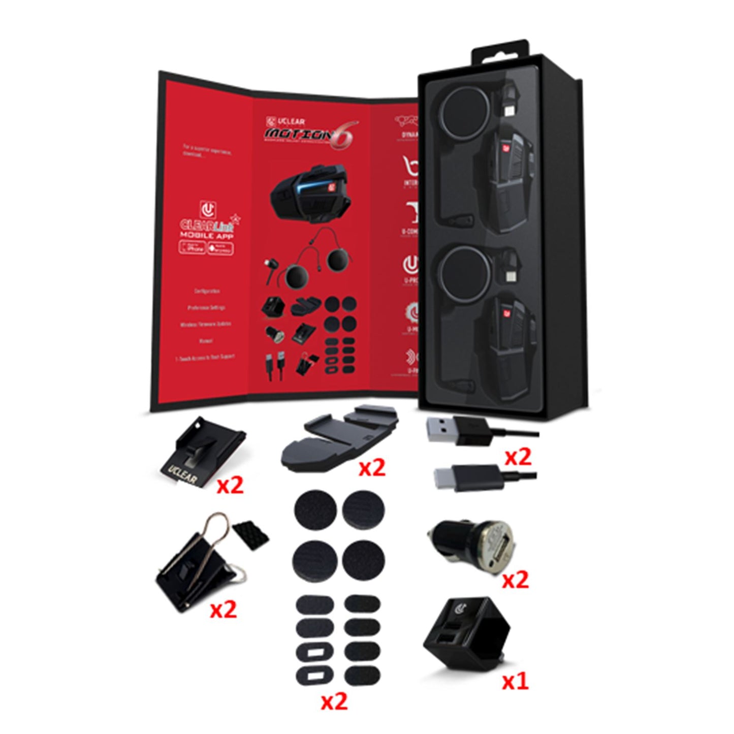 UCLEAR Motion 6 Bluetooth Helmet Audio System Dual Kit 180509_141388