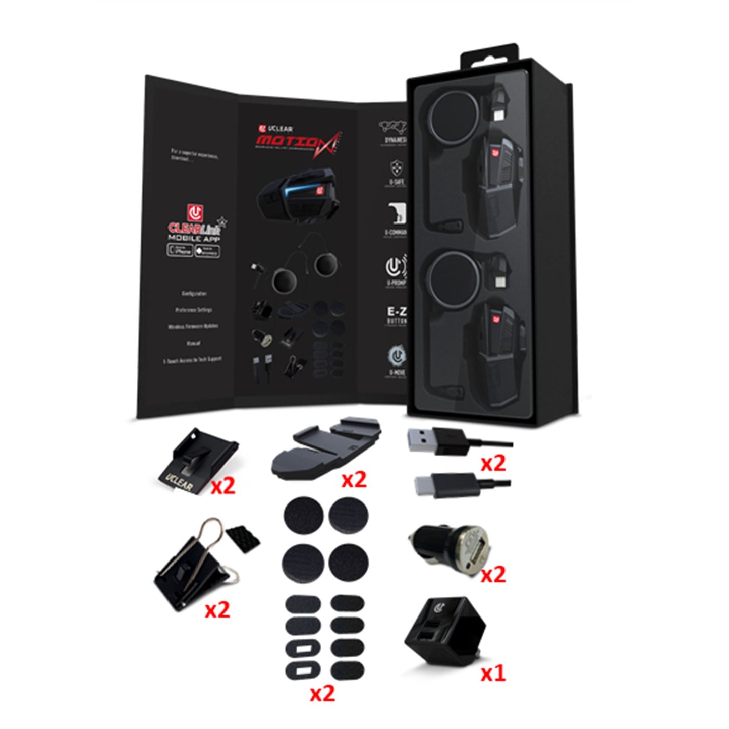 UClear Motion Infinity Bluetooth Helmet Audio System - Dual Kit 180511_141395