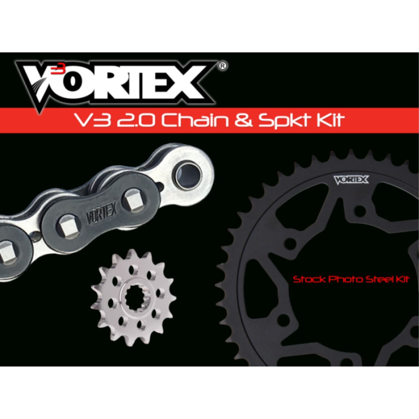 Vortex Sprocket/Chain Kit Black with Steel Rear Sprocket [MPN: CK6463]_1875752