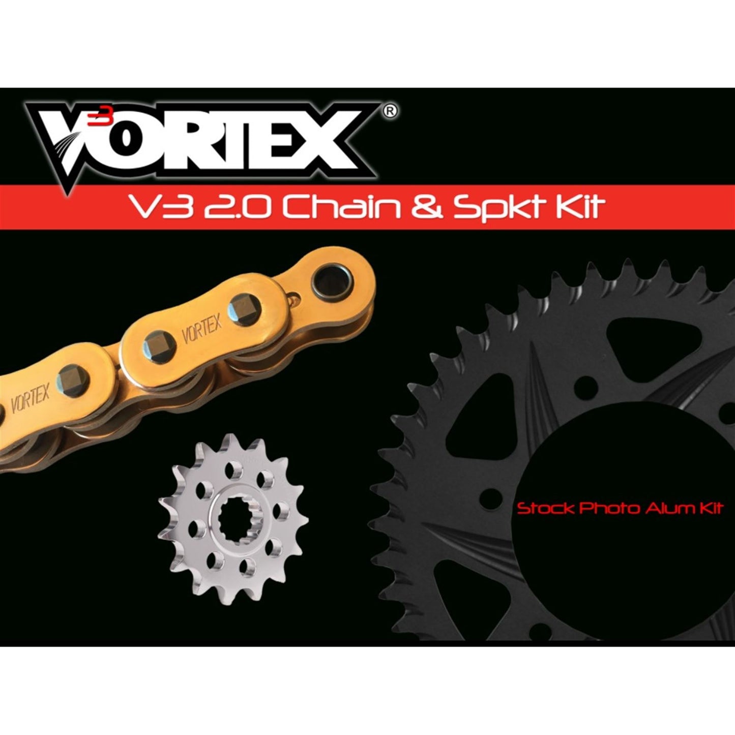 Vortex Sprocket/Chain Kit Gold with Aluminum Rear Sprocket [MPN: CKG6464]_676161