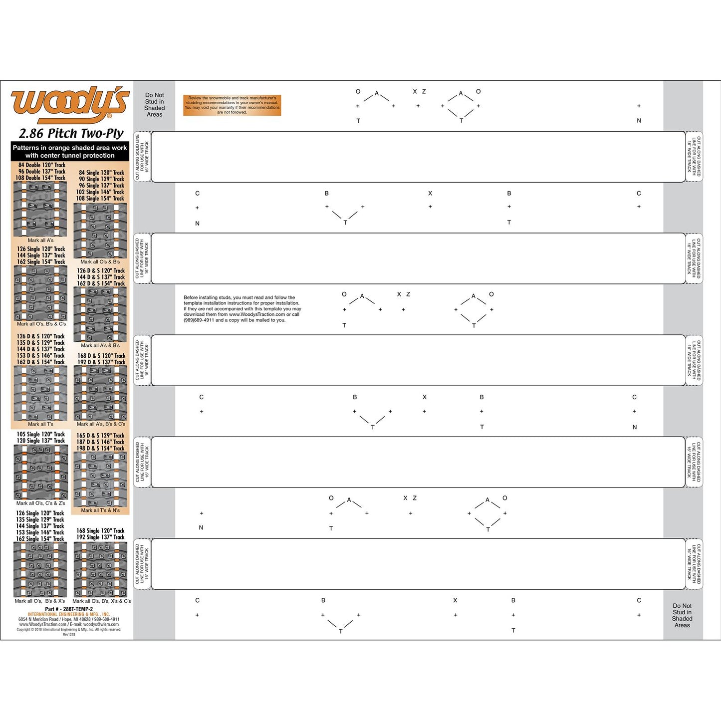 Woodys Studding Template 2.86 Pitch 2-PLY 286T-TEMP-2-1_1477571