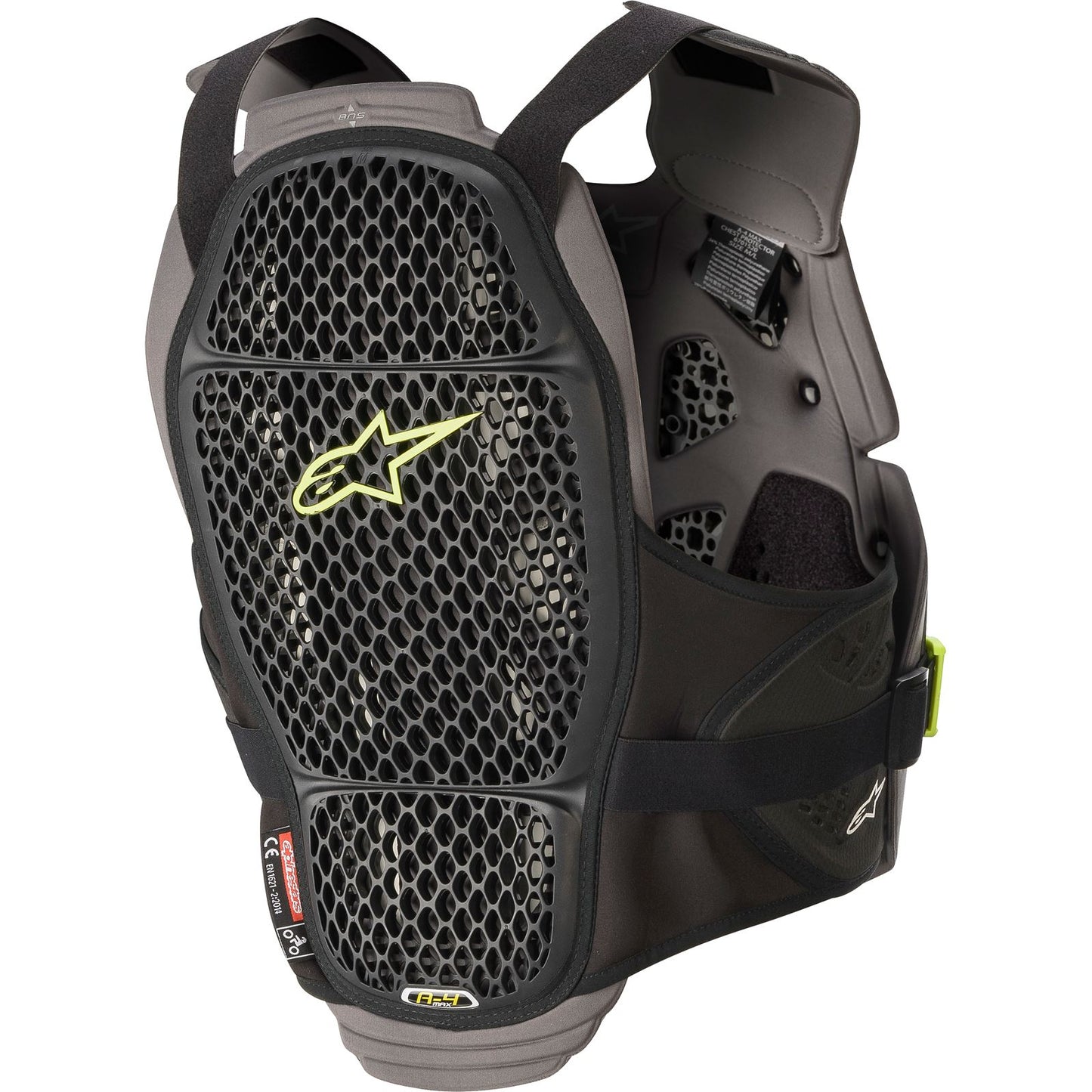 Alpinestars A-4 Max Chest Protector - Black/Fluo Yellow - XL/2XL [MPN: 6701520-1155-XXL]_178254