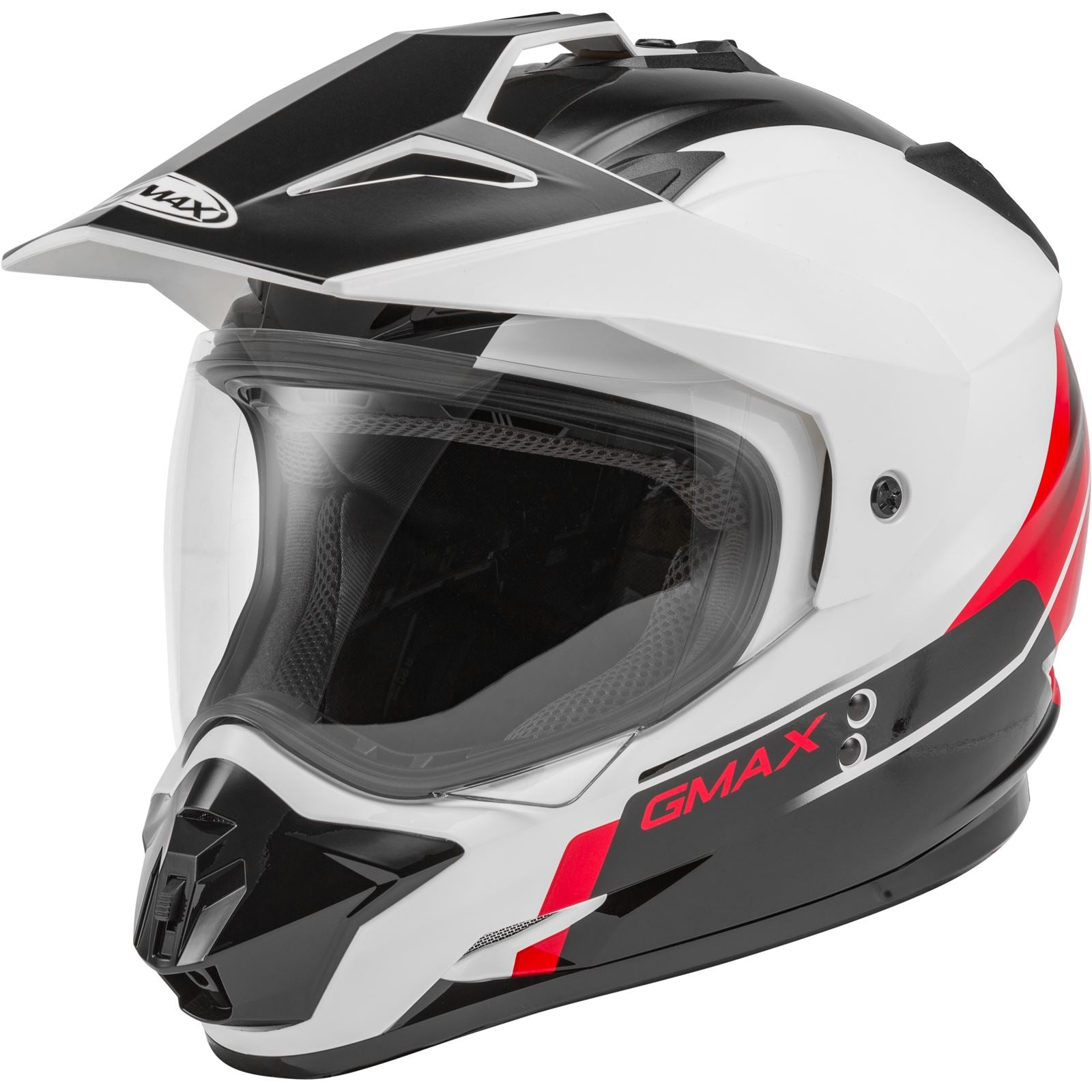 GMax GM-11 Dual-Sport Scud Helmet Helmet Black/White/Red Medium  G1113355_178738