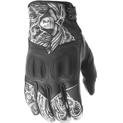 Highway 21 Women's Vixen Gloves Black/White Lace 2X #5884 489-0091~6_180773
