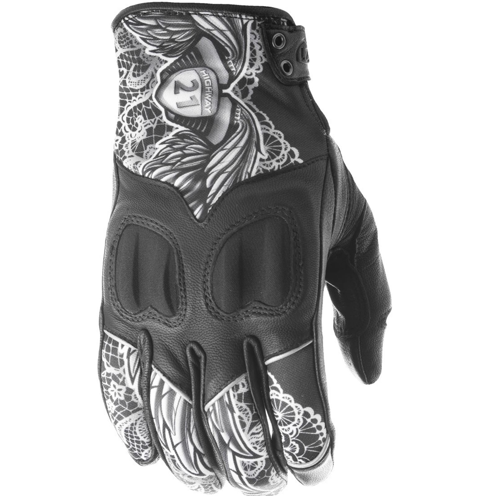 Highway 21 Women's Vixen Gloves Black/White Lace Extra Large #5884 489-0091~5_180781
