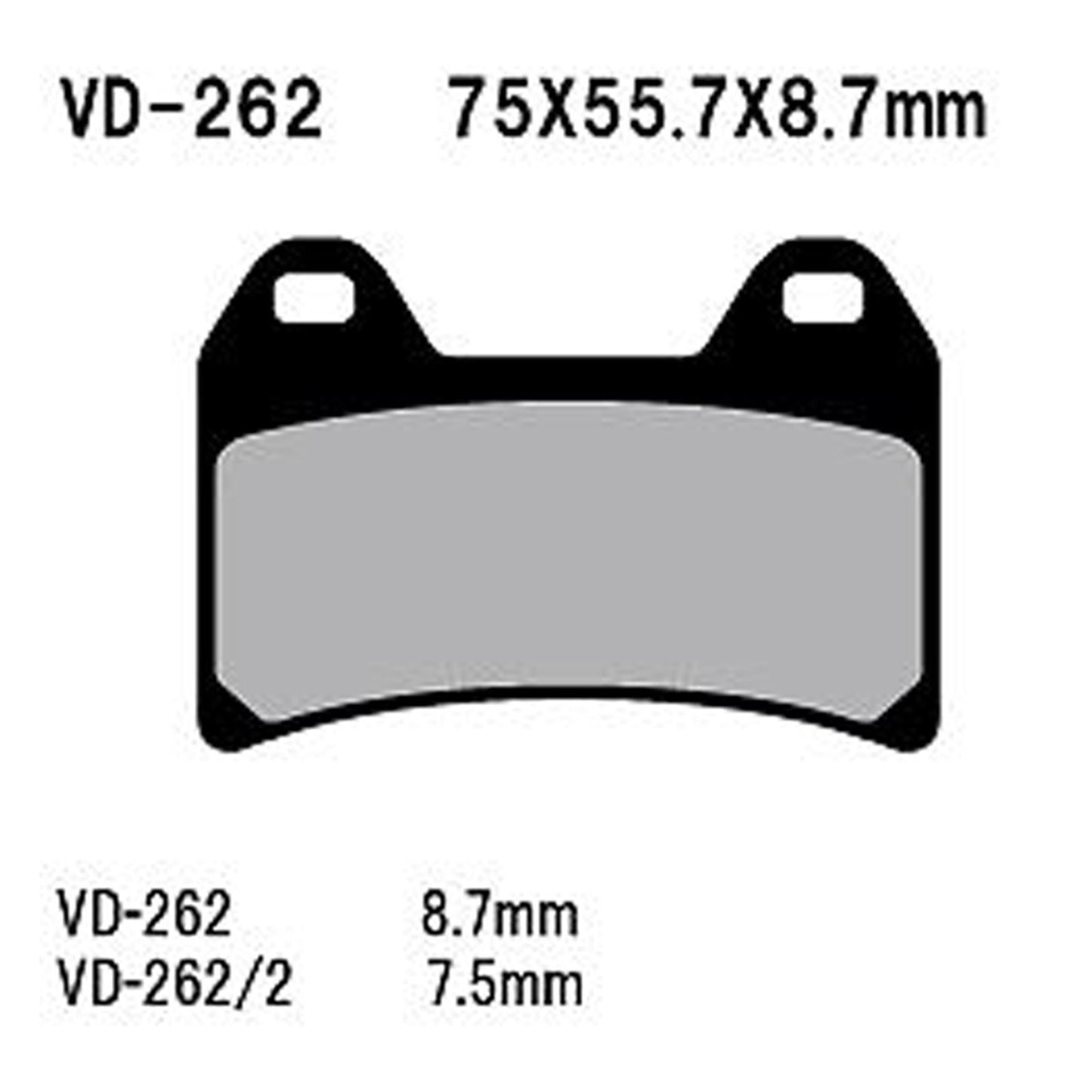 Vesrah Semi-Metallic Brake Pads - VD-262/2 [MPN: VD-262/2]_584038