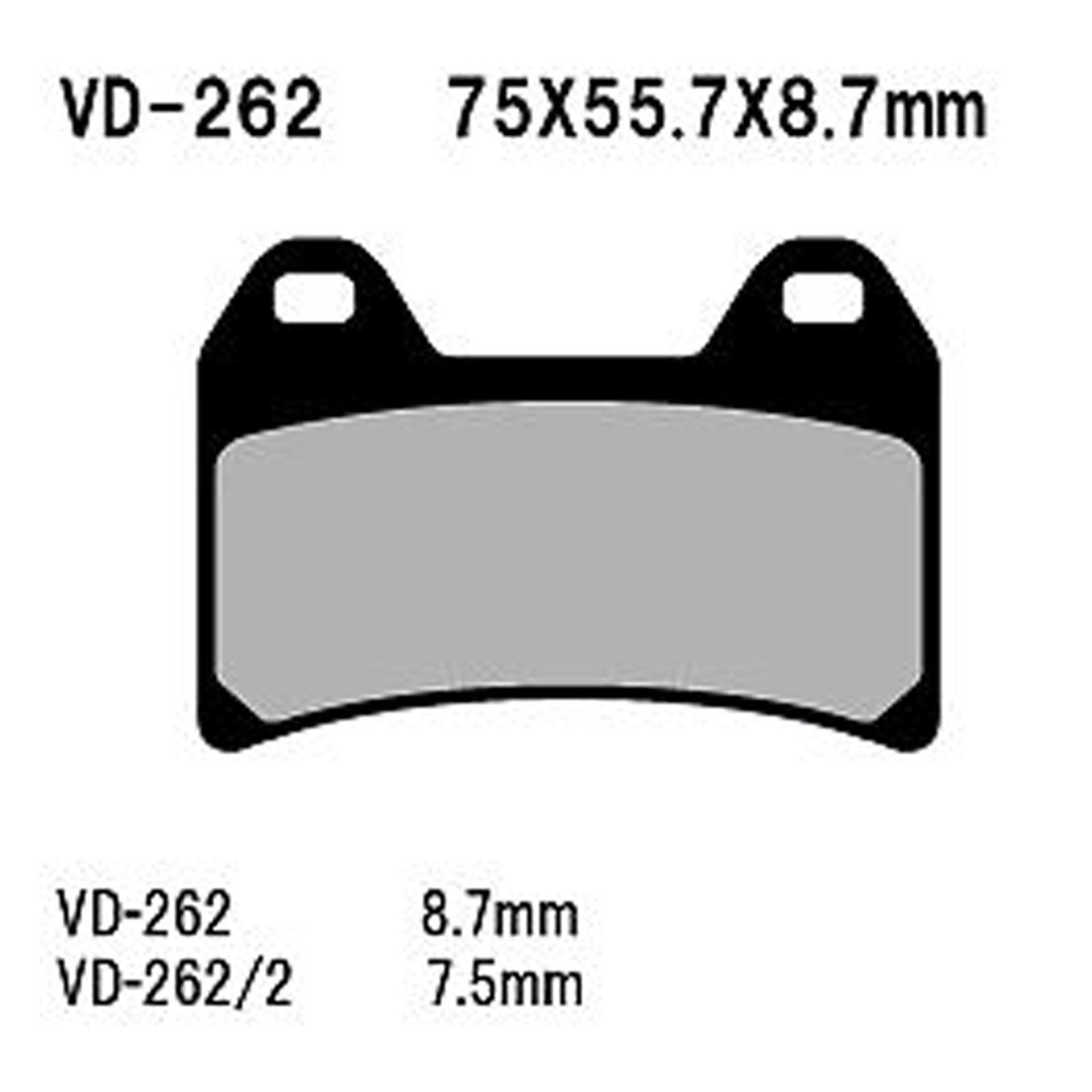Vesrah Semi-Metallic Brake Pads - VD-262/2 [MPN: VD-262/2]_584038