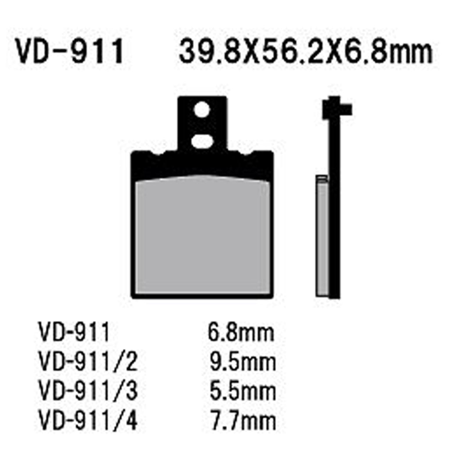 Vesrah Semi-Metallic Brake Pads - VD-911/2 [MPN: VD-911/2]_584185