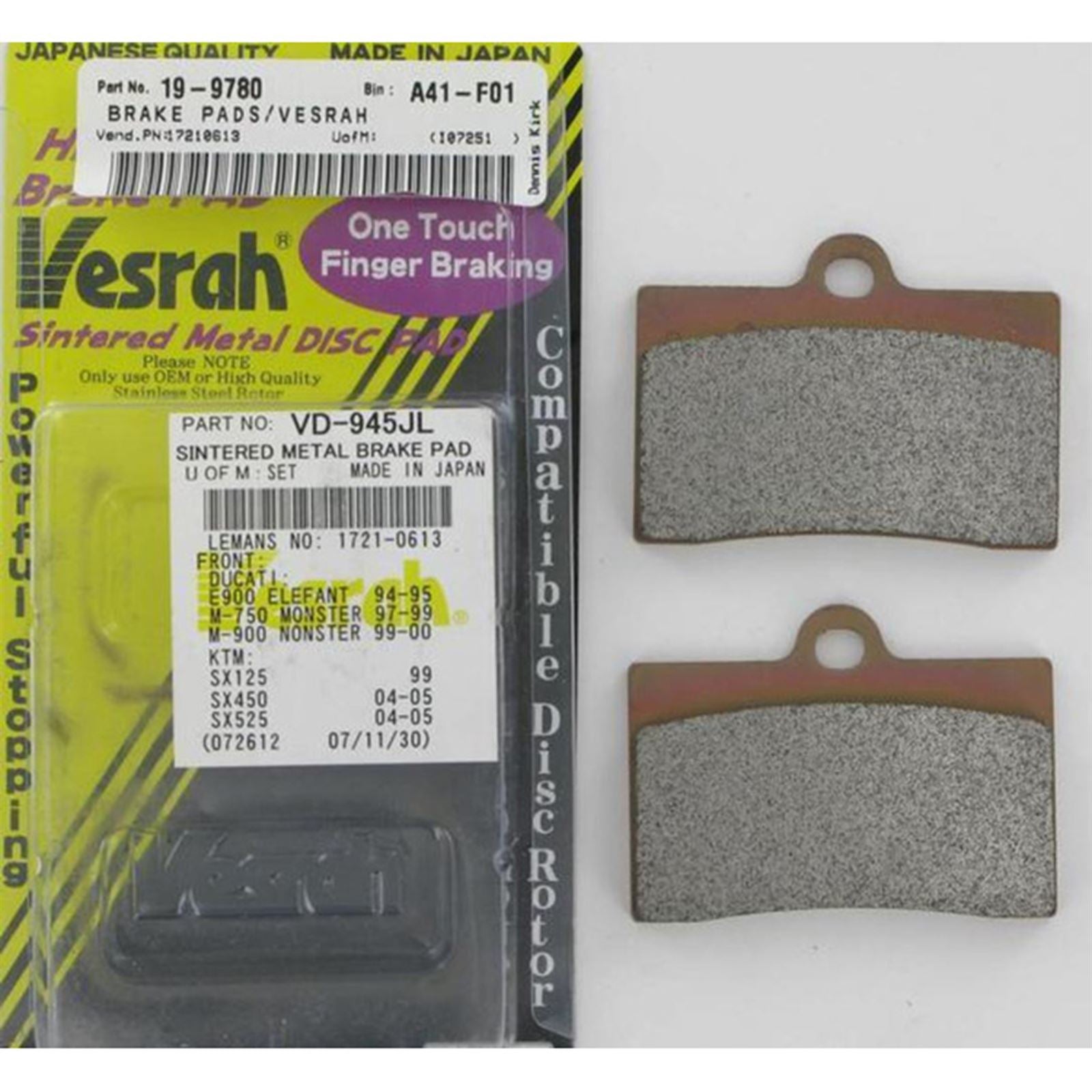 Vesrah SIntered Metal Brake Pads - VD-123JL [MPN: VD-123JL]_584194