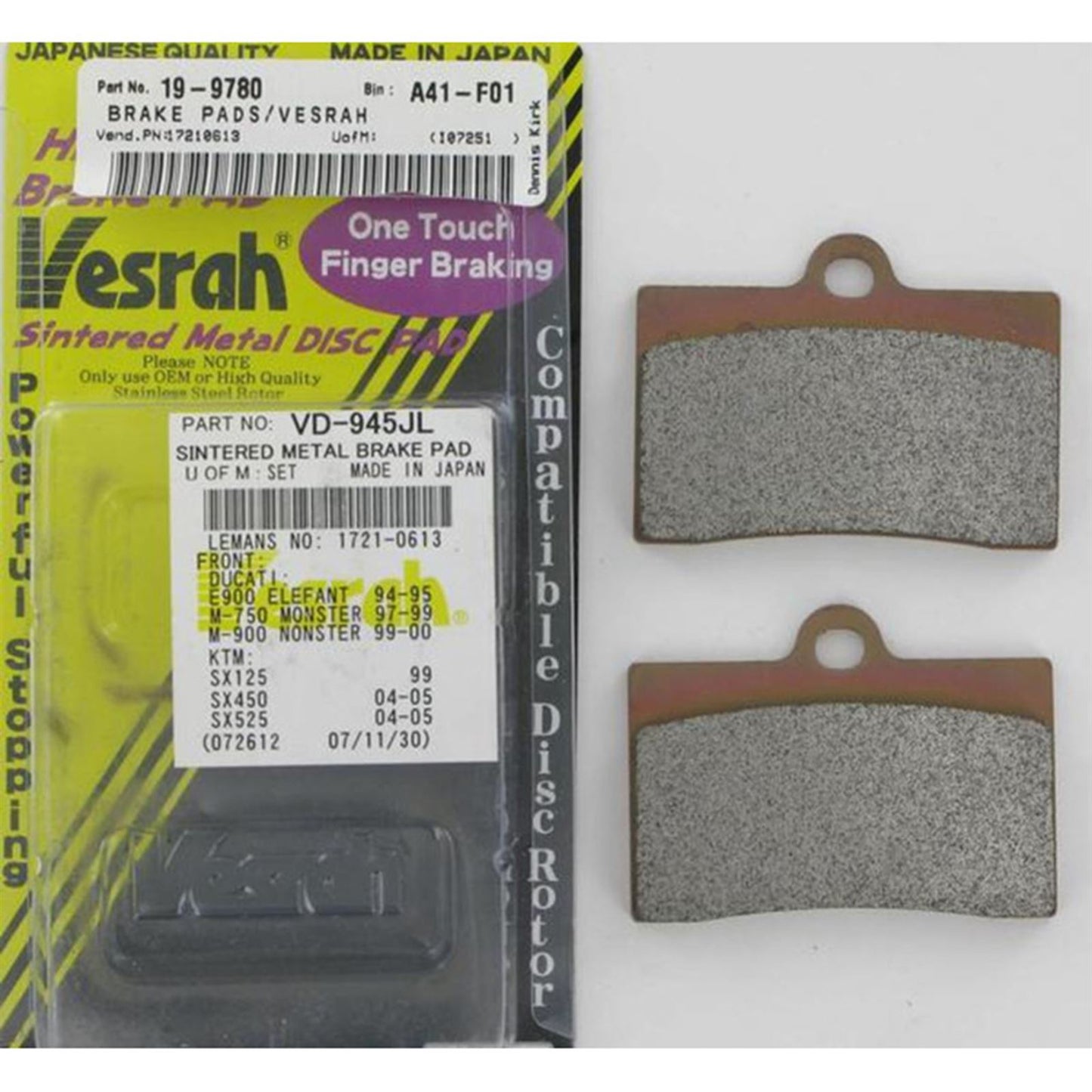 Vesrah SIntered Metal Brake Pads - VD-945JL [MPN: VD-945JL]_584311