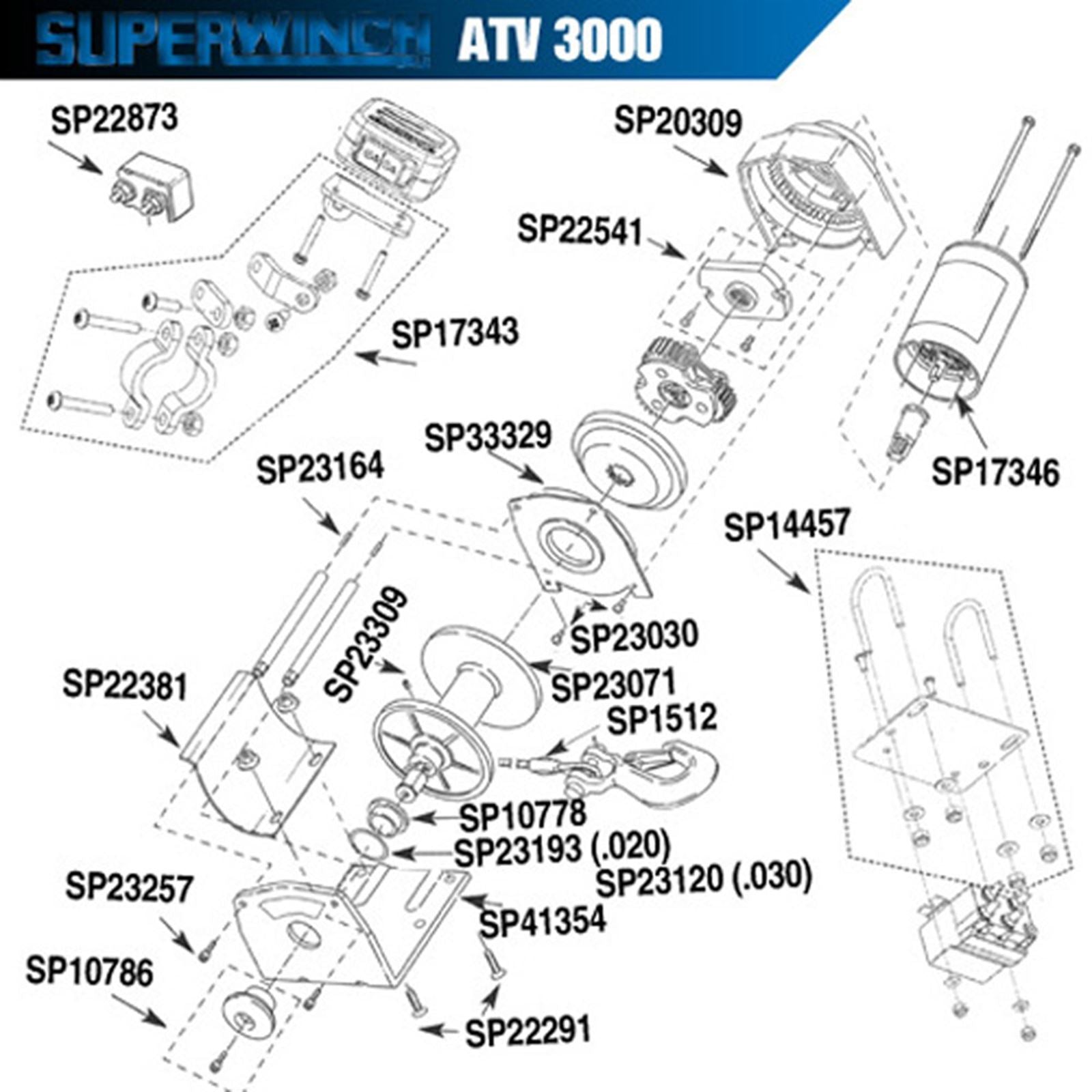 Super Winch ATV3000 T-Series Baseplate Assembly [MPN: 87-41354]_589995