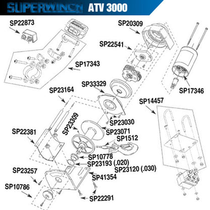 Super Winch ATV3000 T-Series Baseplate Assembly [MPN: 87-41354]_589995